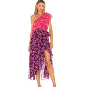 Misa Los Angeles Carina Dress 💕 Isadora Leopard Pink Purple 💕 Off The Shoulder